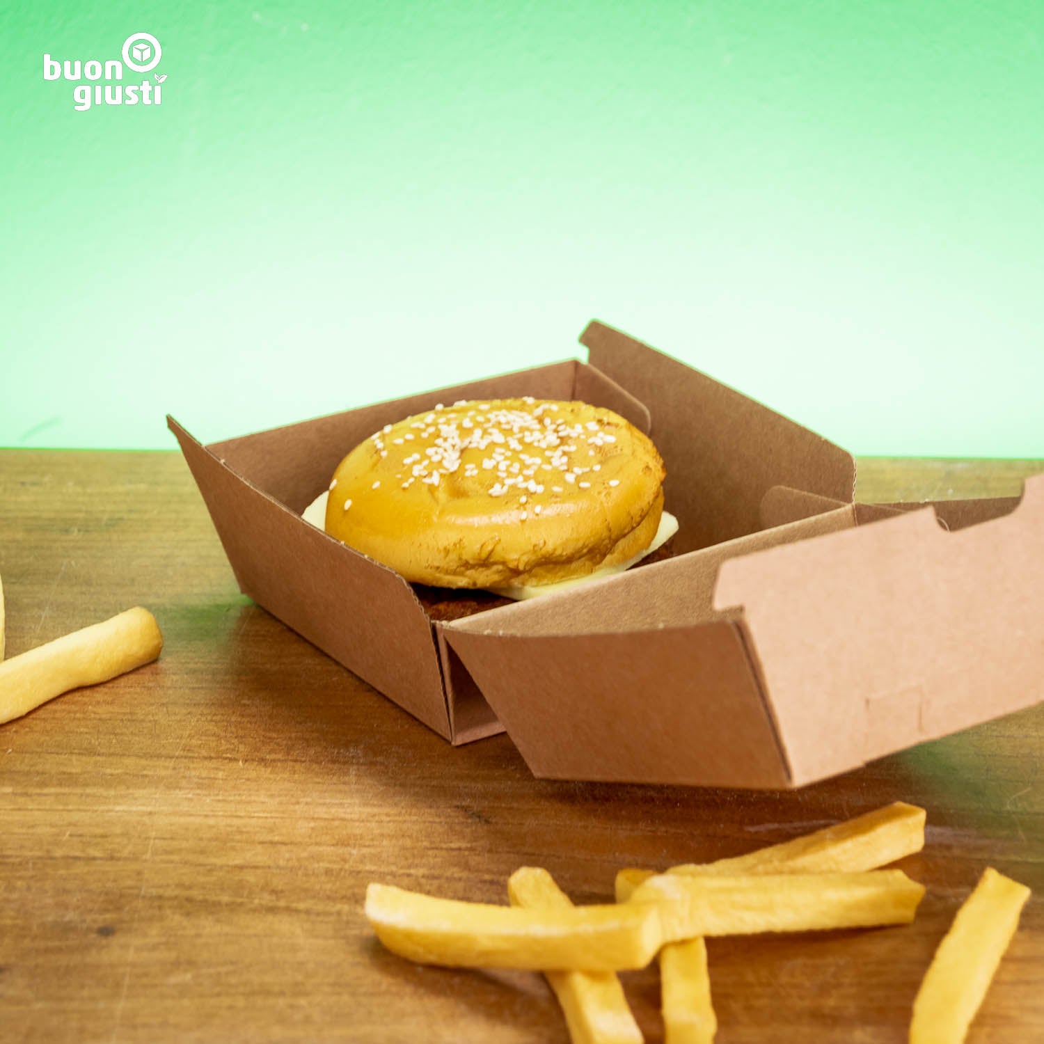 300x Bio Burger-Box Personalisiert Klappdeckel 13x14x8 cm 450ml | Gedruckt in ca. 3 Tagen! - Burger - buongiusti AG - personalisiert ab 100 Stück